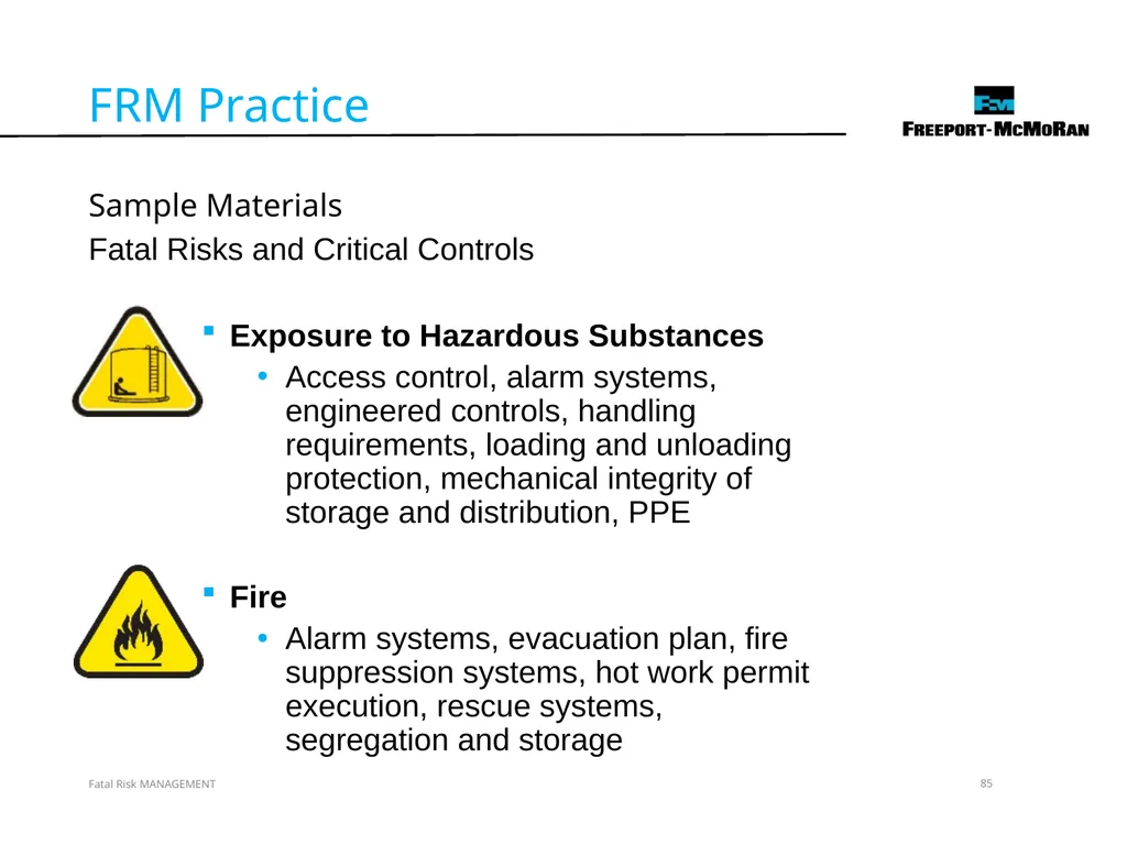 VERSION 2 / JULY 2018 Fatal Risk Management Fatal - slide 85 of 96