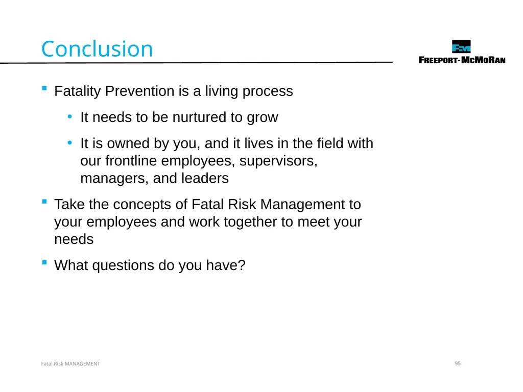 VERSION 2 / JULY 2018 Fatal Risk Management Fatal - slide 95 of 96