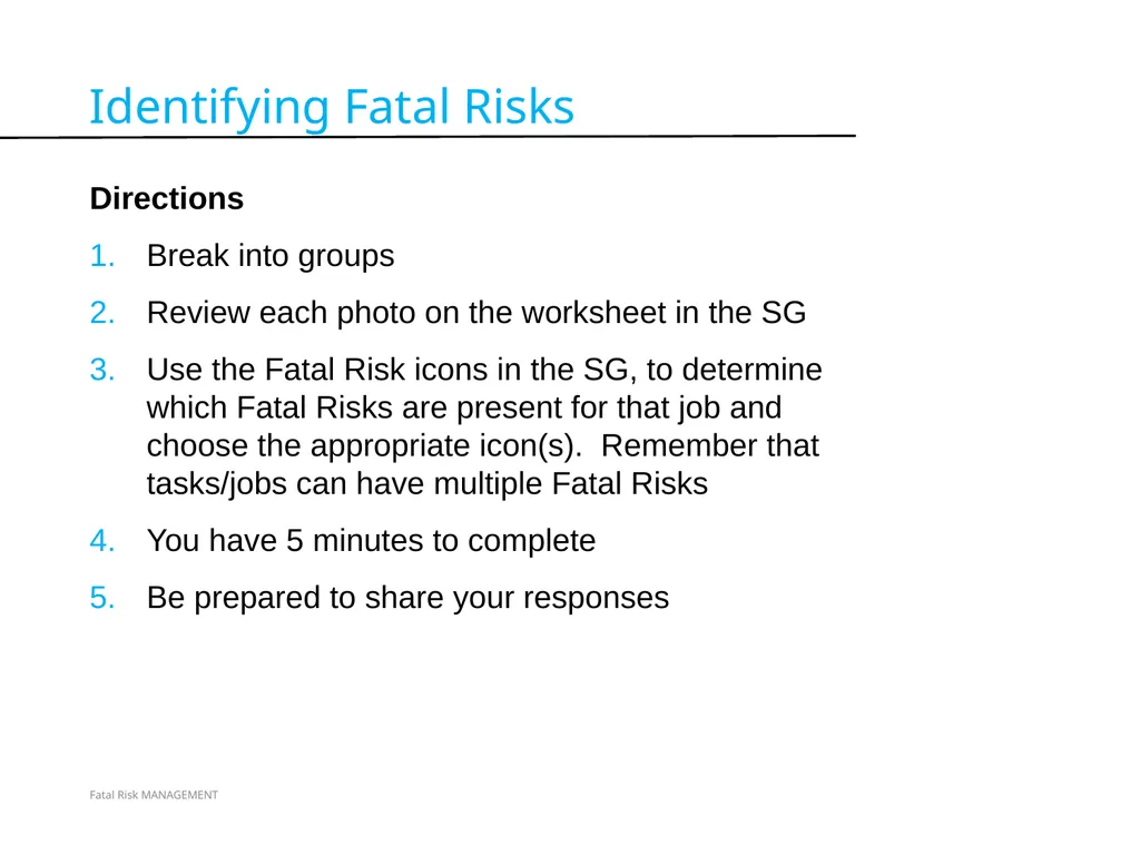 VERSION 2 / JULY 2018 Fatal Risk Management Fatal - slide 67 of 96