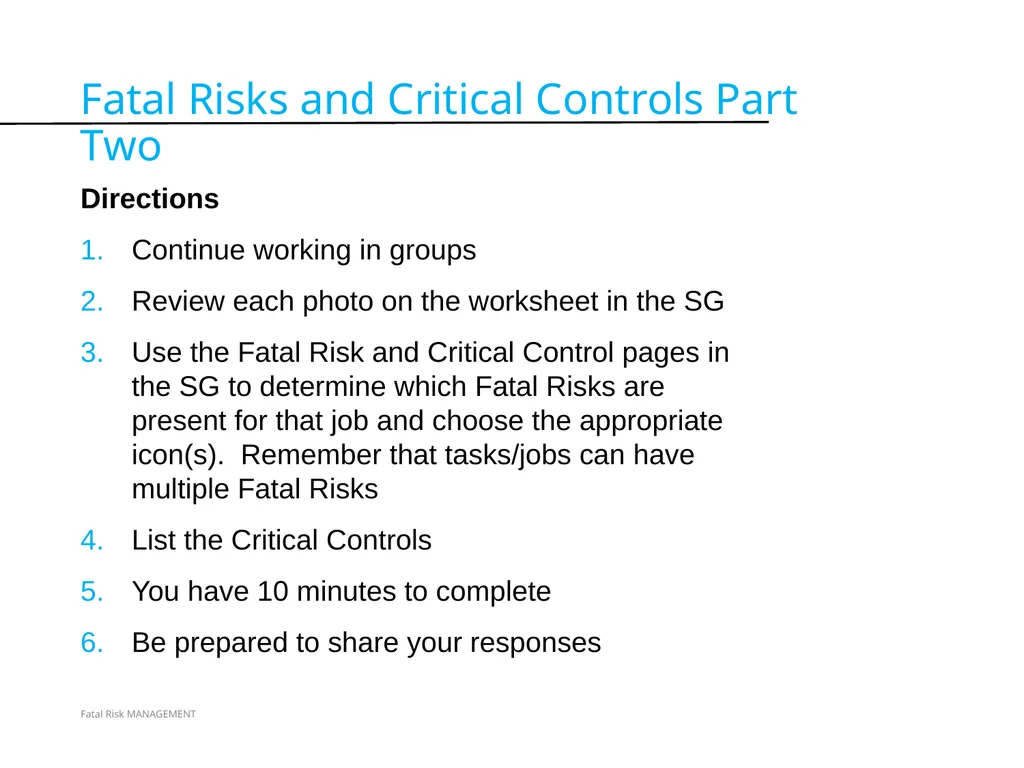 VERSION 2 / JULY 2018 Fatal Risk Management Fatal - slide 72 of 96