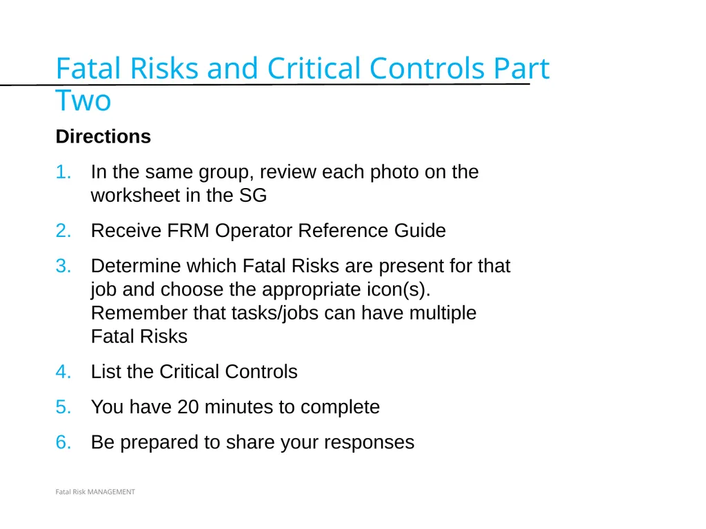 VERSION 2 / JULY 2018 Fatal Risk Management Fatal - slide 79 of 96