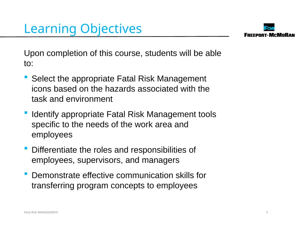 VERSION 2 / JULY 2018 Fatal Risk Management Fatal - slide 5 of 96