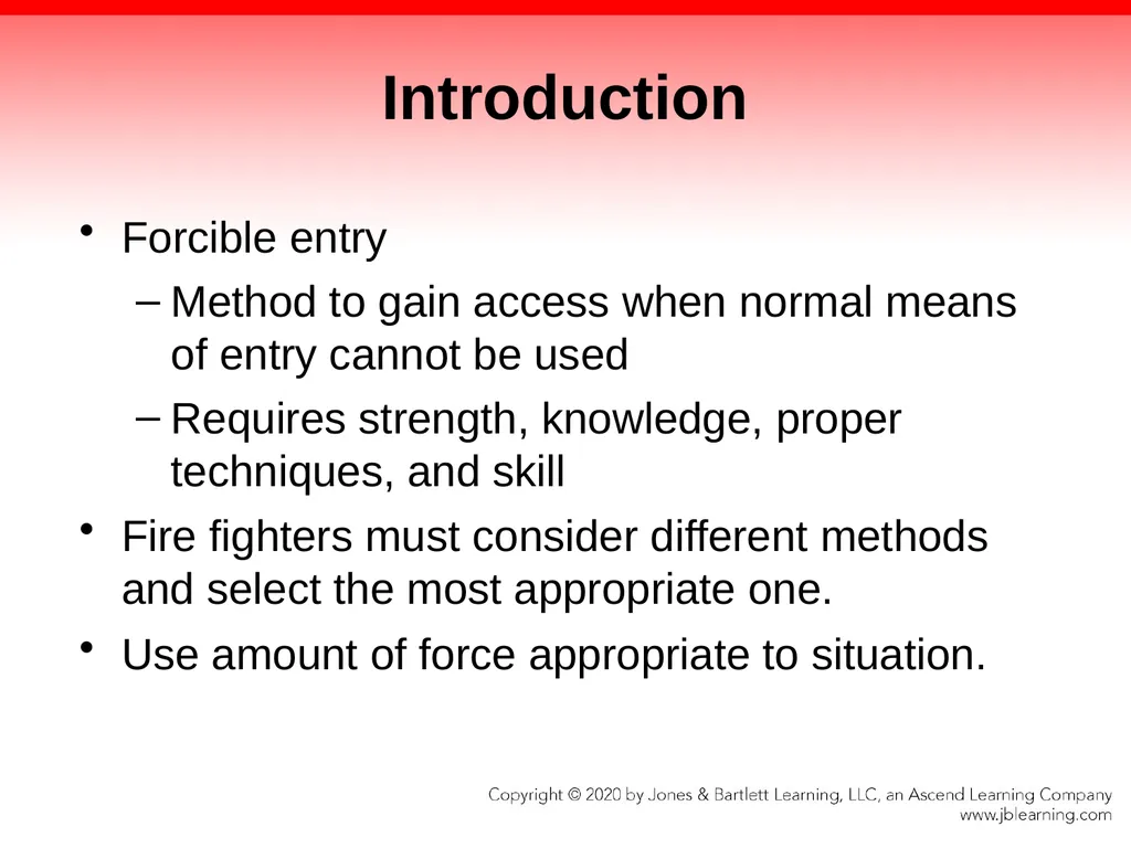 CHAPTER 10 Forcible Entry Knowledge Objectives - slide 11 of 96
