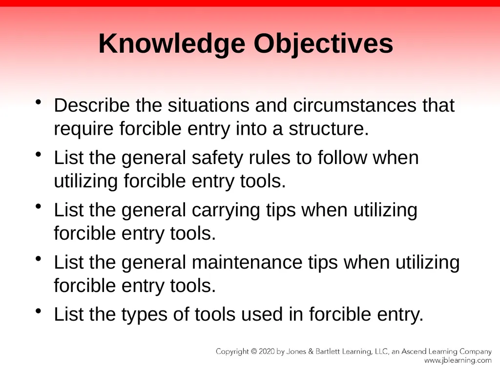 CHAPTER 10 Forcible Entry Knowledge Objectives - slide 2 of 96