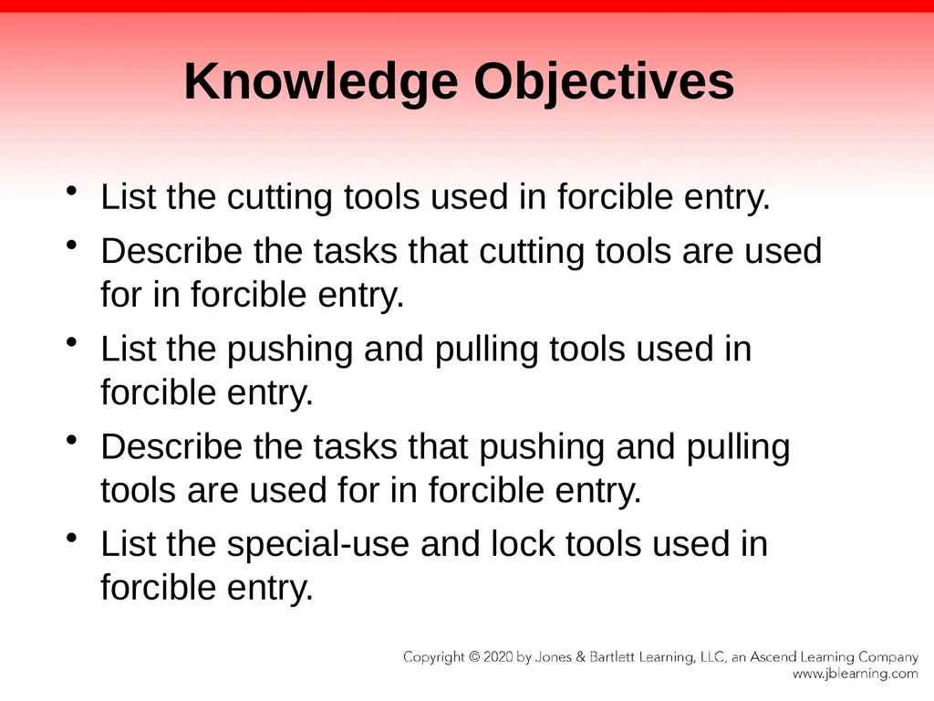 CHAPTER 10 Forcible Entry Knowledge Objectives - slide 4 of 96