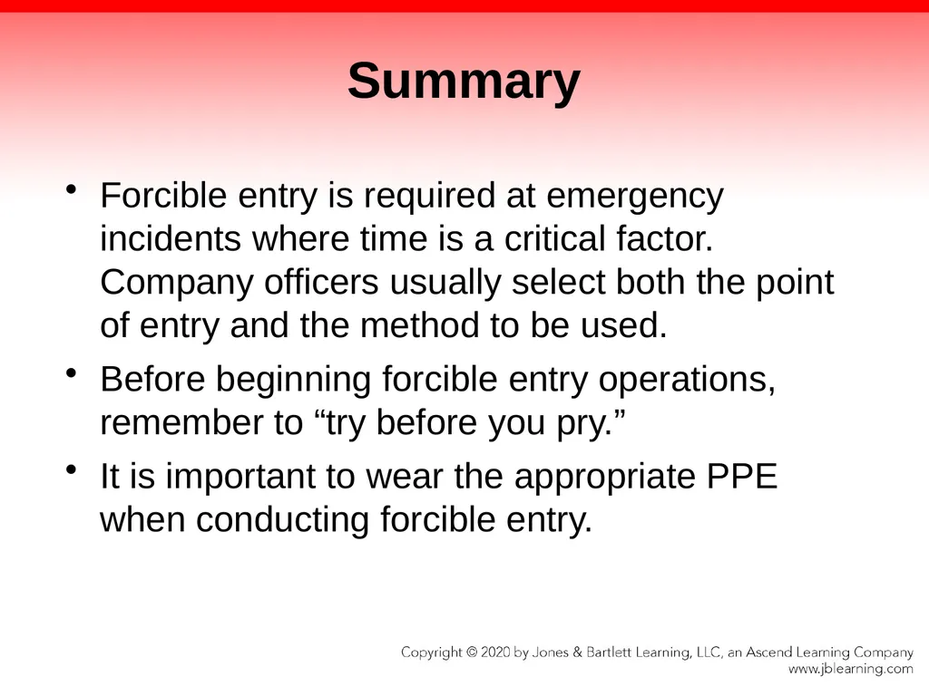 CHAPTER 10 Forcible Entry Knowledge Objectives - slide 89 of 96