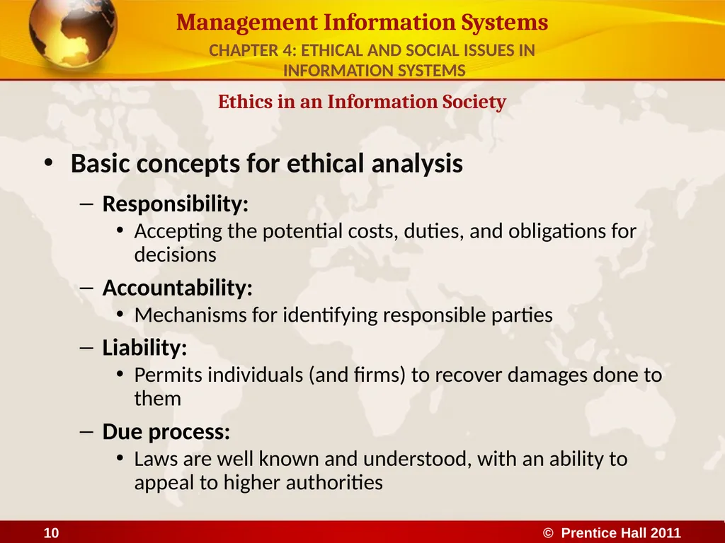 ETHICAL AND SOCIAL ISSUES IN INFORMATION SYSTEMS - slide 10 of 16