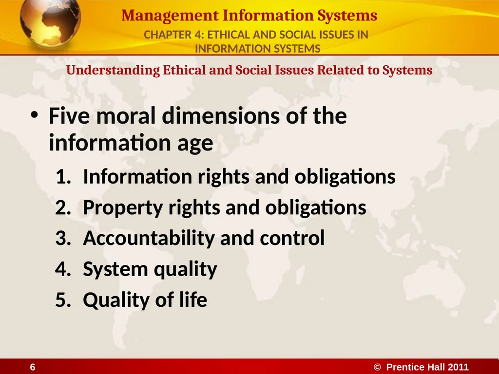 ETHICAL AND SOCIAL ISSUES IN INFORMATION SYSTEMS - slide 6 of 16