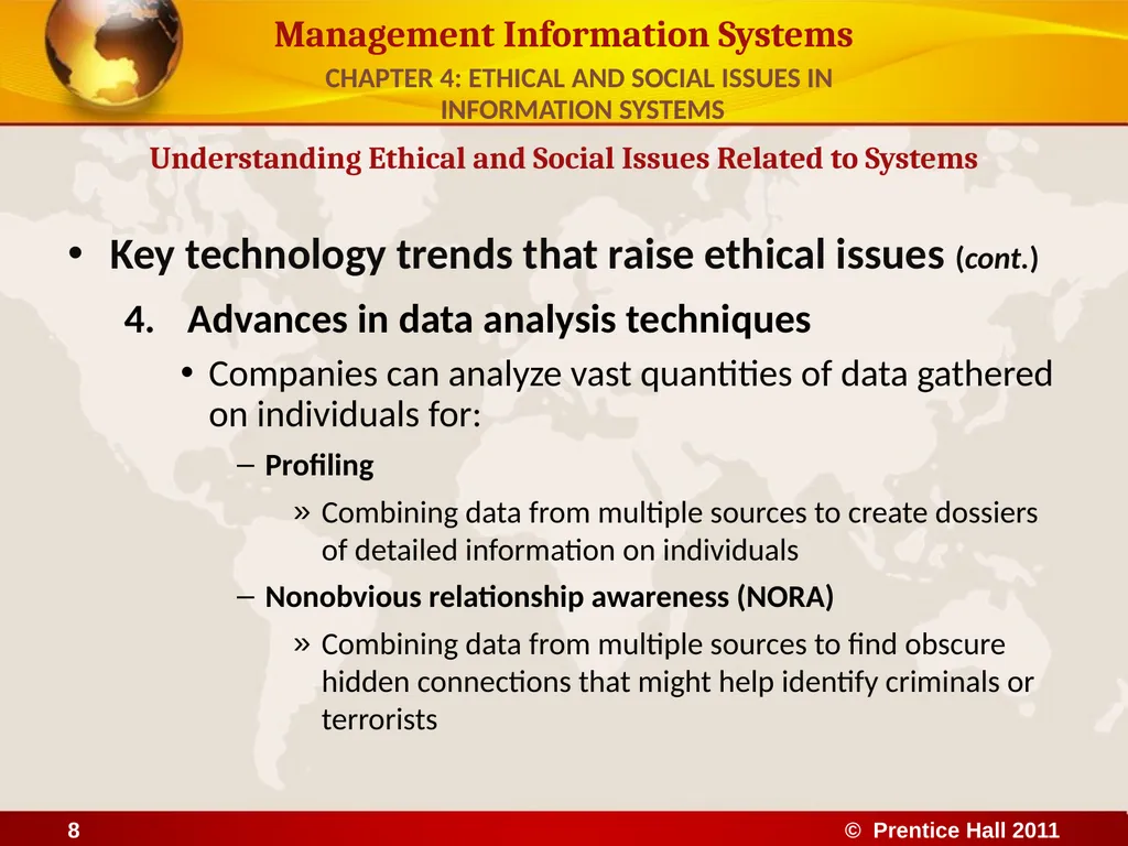 ETHICAL AND SOCIAL ISSUES IN INFORMATION SYSTEMS - slide 8 of 16