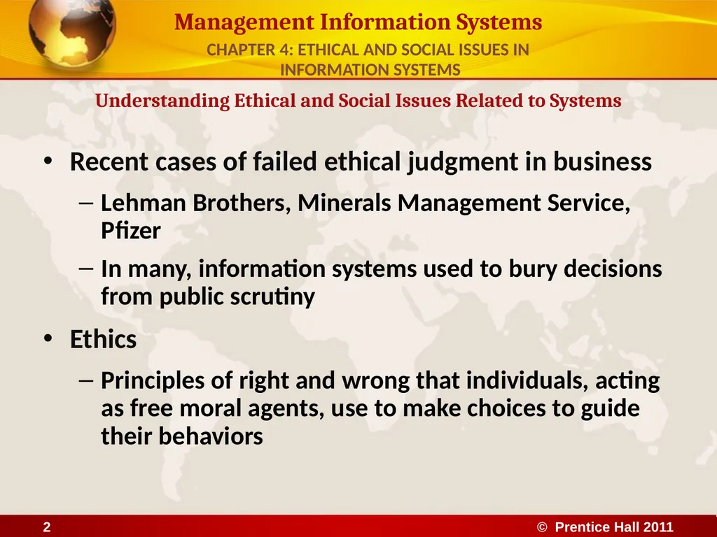 ETHICAL AND SOCIAL ISSUES IN INFORMATION SYSTEMS - slide 2 of 16