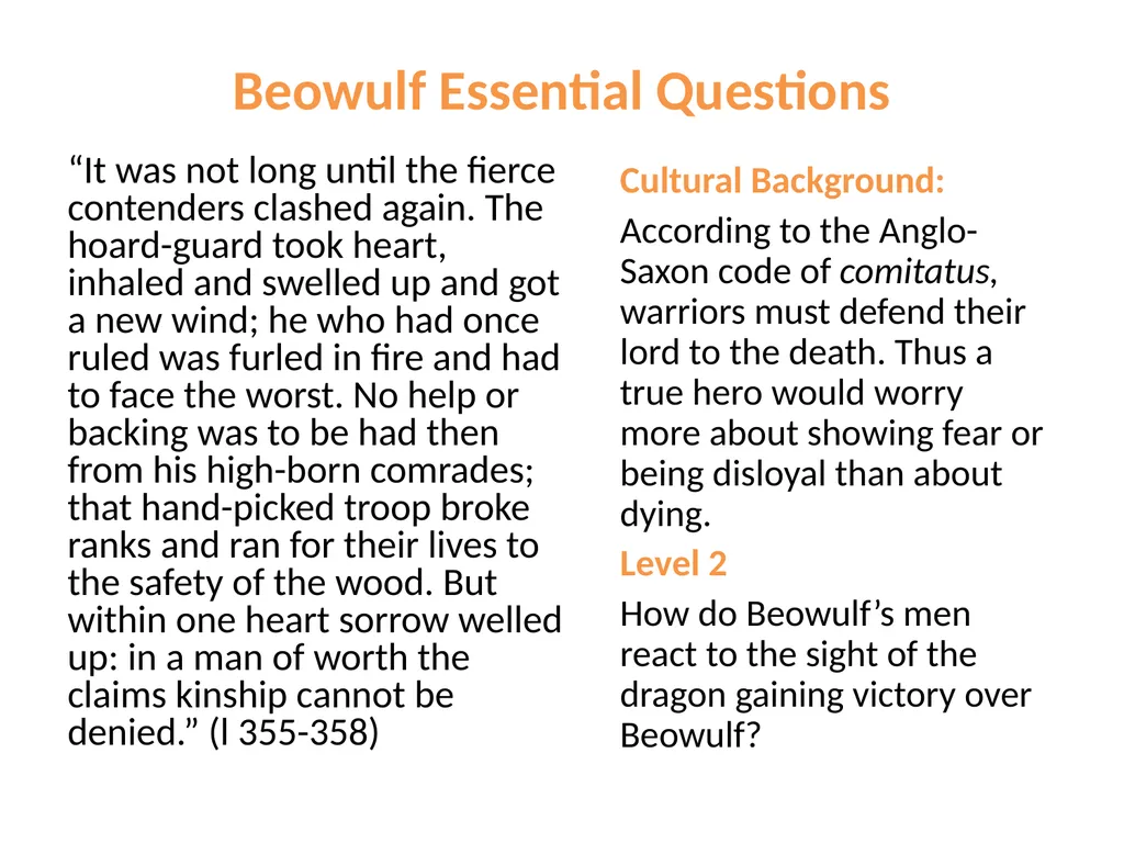 from Beowulf Part Two translated by Seamus Heaney - slide 10 of 14