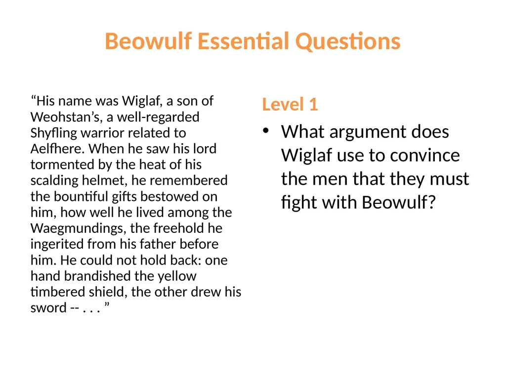 from Beowulf Part Two translated by Seamus Heaney - slide 11 of 14
