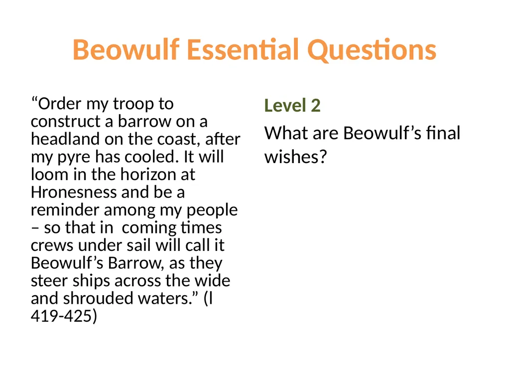 from Beowulf Part Two translated by Seamus Heaney - slide 13 of 14