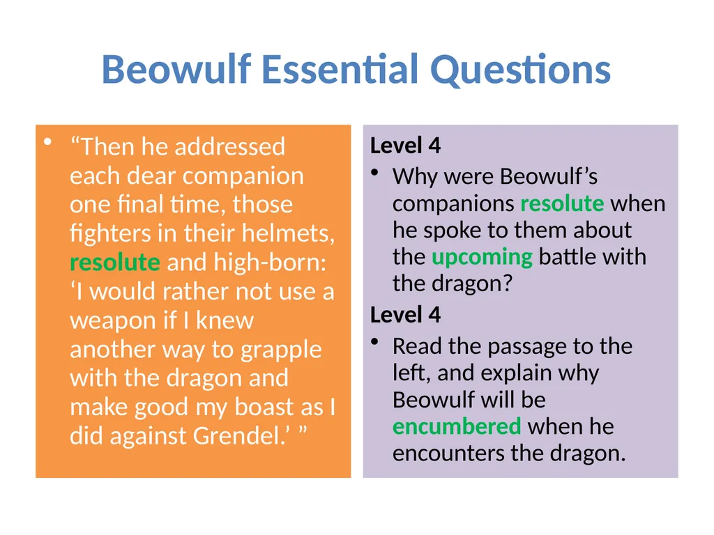 from Beowulf Part Two translated by Seamus Heaney - slide 3 of 14