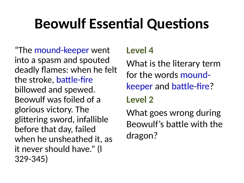 from Beowulf Part Two translated by Seamus Heaney - slide 7 of 14