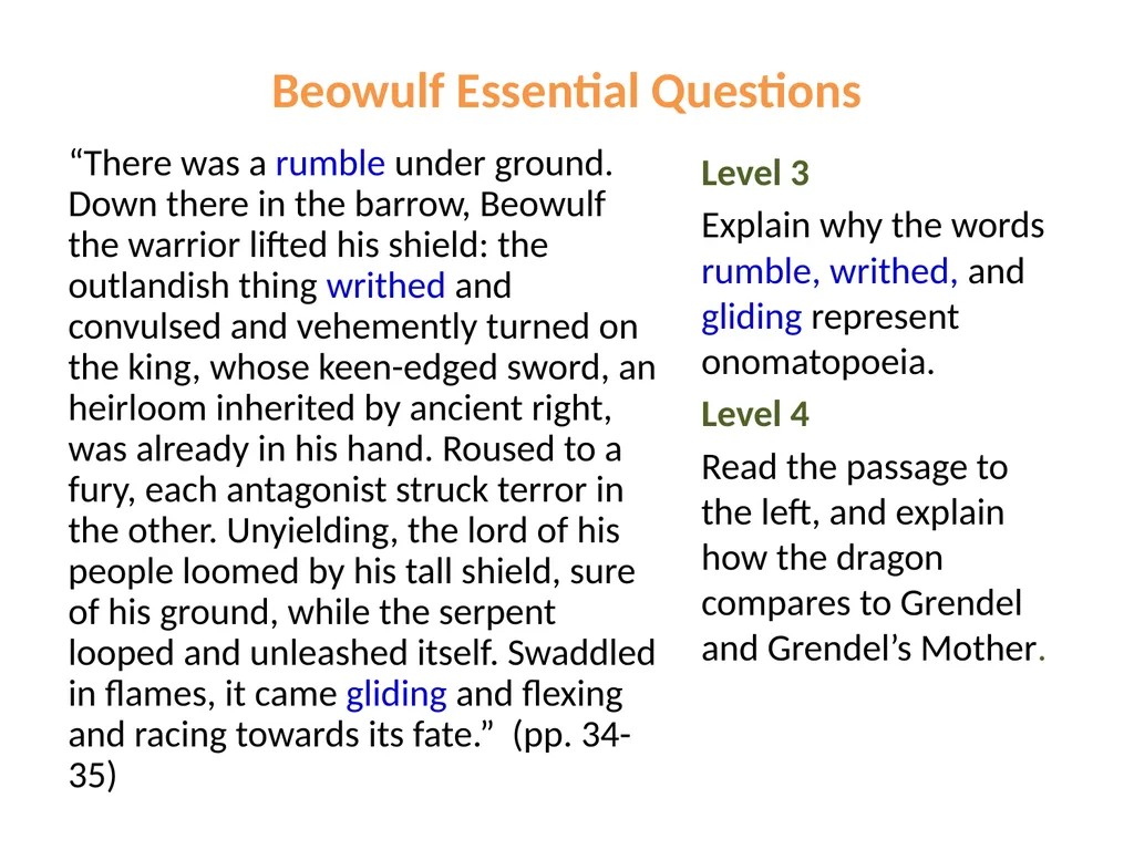 from Beowulf Part Two translated by Seamus Heaney - slide 8 of 14