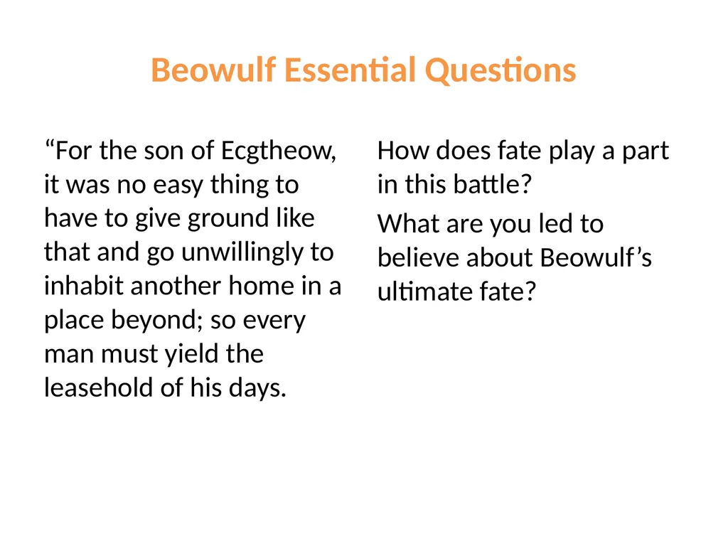 from Beowulf Part Two translated by Seamus Heaney - slide 9 of 14