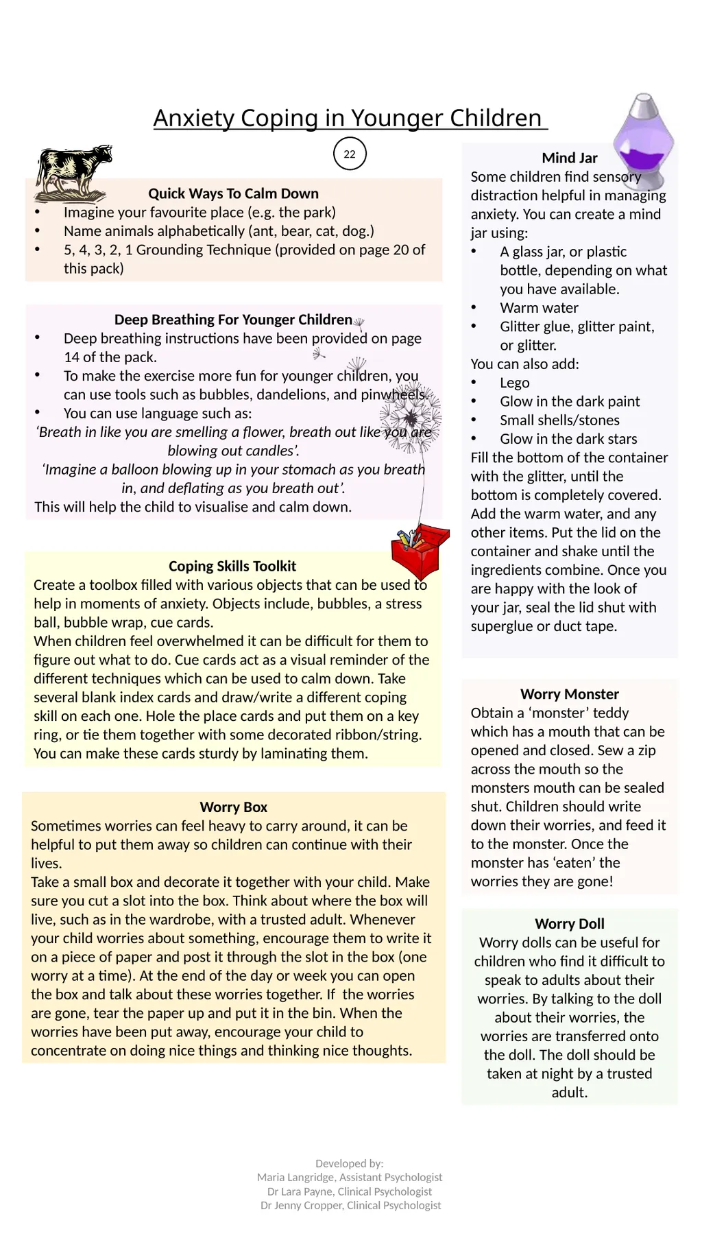Anxiety Resource Pack Paediatric Psychology - slide 22 of 25