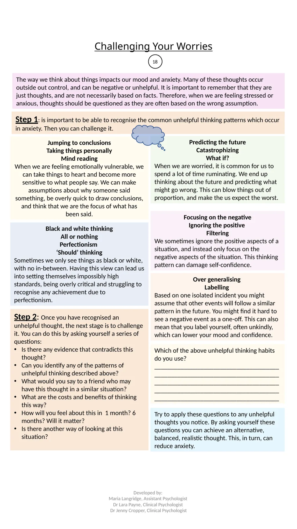 Anxiety Resource Pack Paediatric Psychology - slide 18 of 25