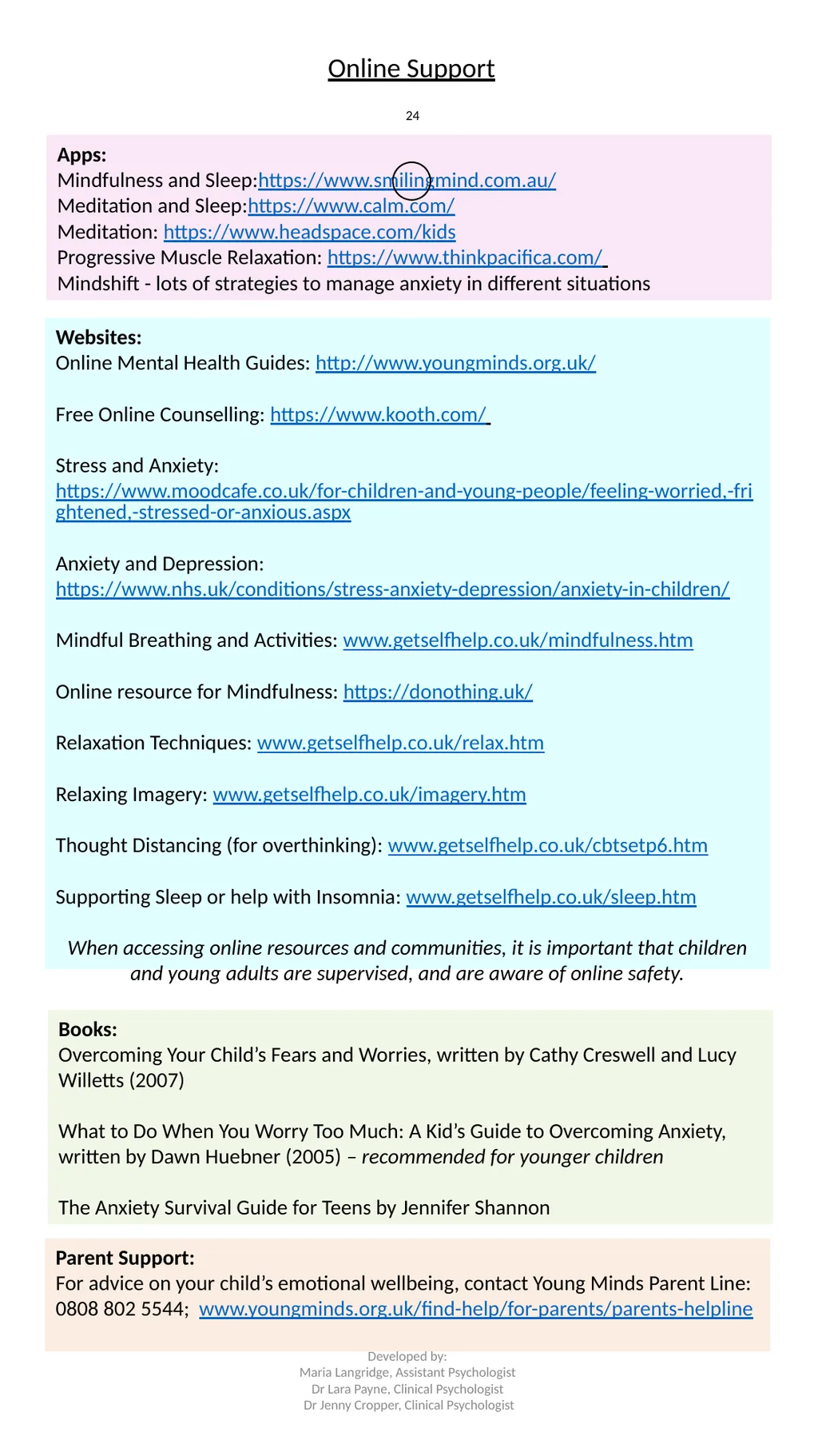 Anxiety Resource Pack Paediatric Psychology - slide 24 of 25