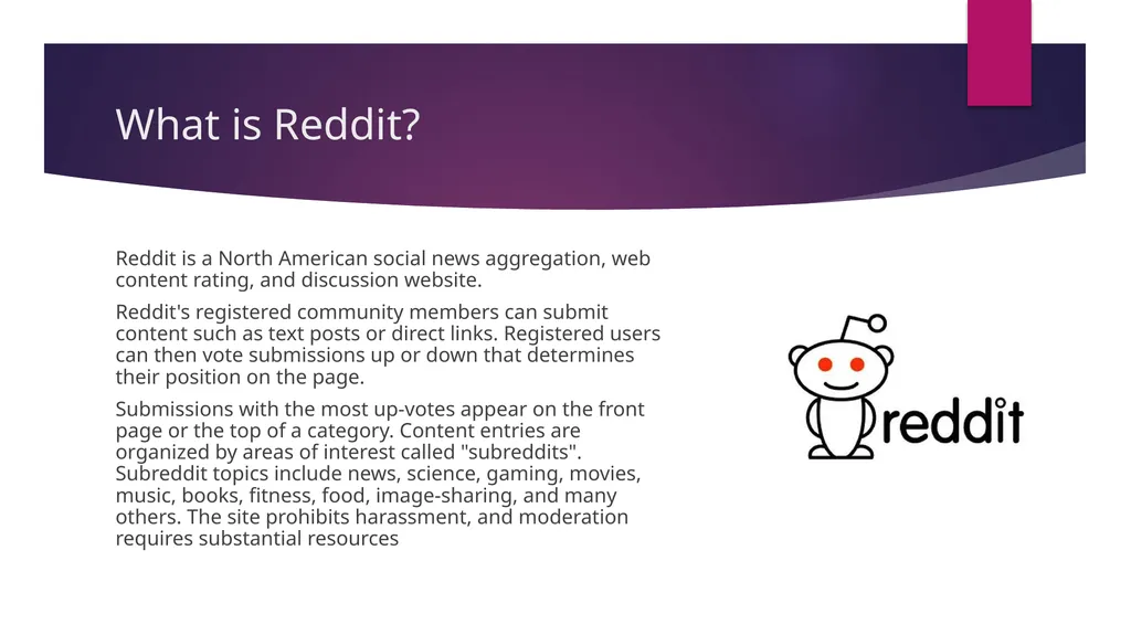 Reddit Overview The Web marketing Guy What is - slide 2 of 12