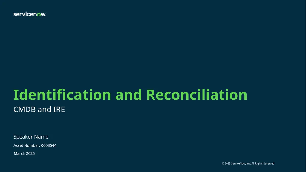 Identification and Reconciliation CMDB and IRE - slide 1 of 31