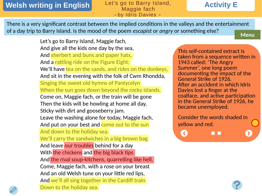 Choose a task Choose a task based on the poem. - slide 6 of 10