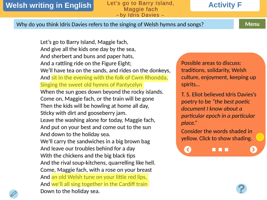 Choose a task Choose a task based on the poem. - slide 7 of 10