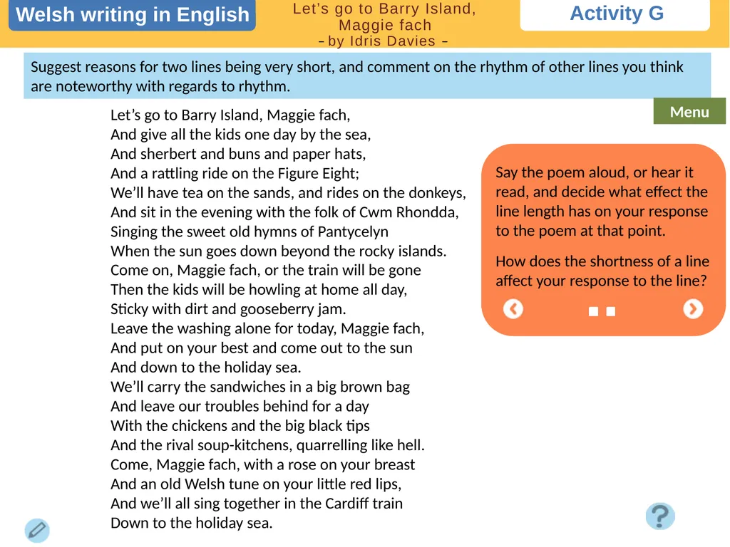 Choose a task Choose a task based on the poem. - slide 8 of 10