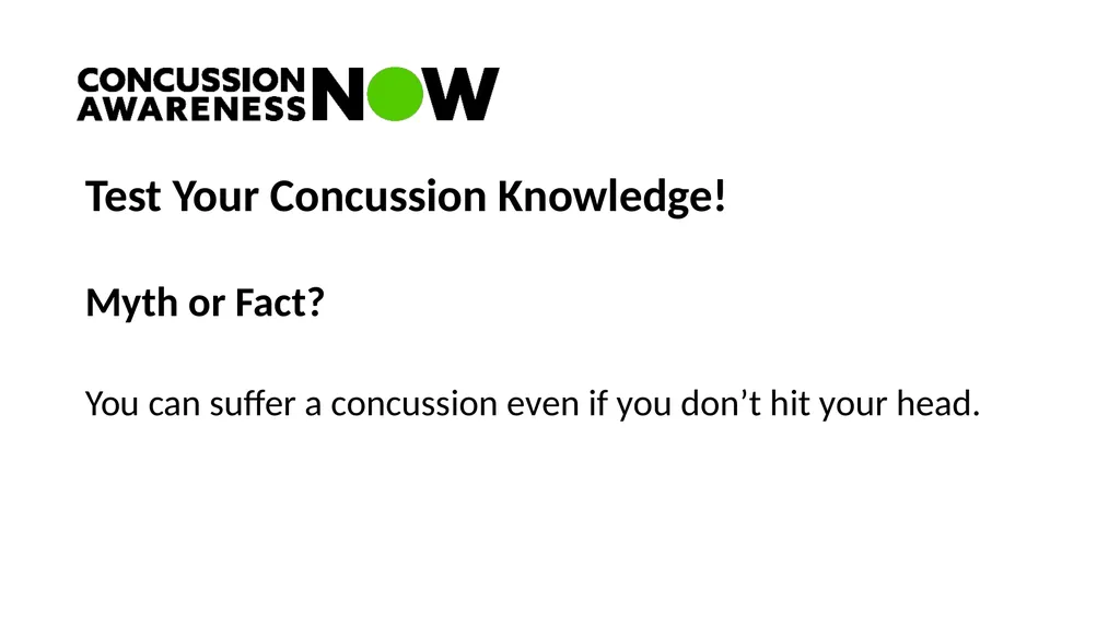 Concussion Conversation Presentation by ______ - slide 13 of 18