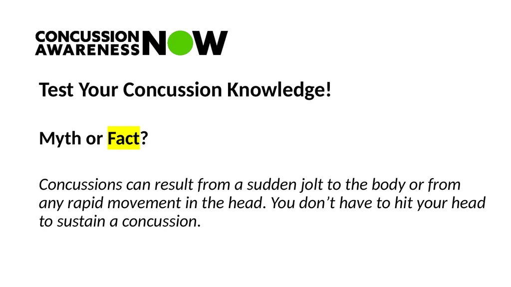 Concussion Conversation Presentation by ______ - slide 14 of 18