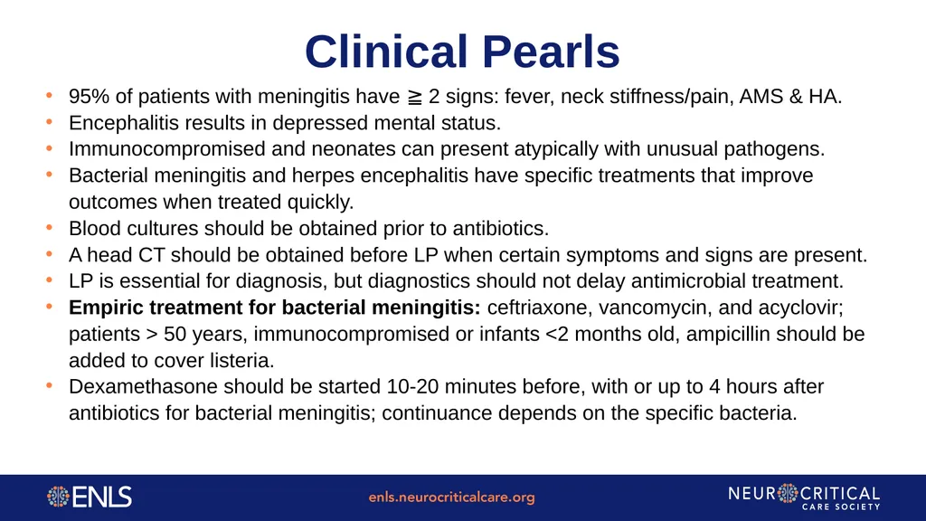 ENLS Version 5.0 Meningitis And Encephalitis - slide 32 of 39