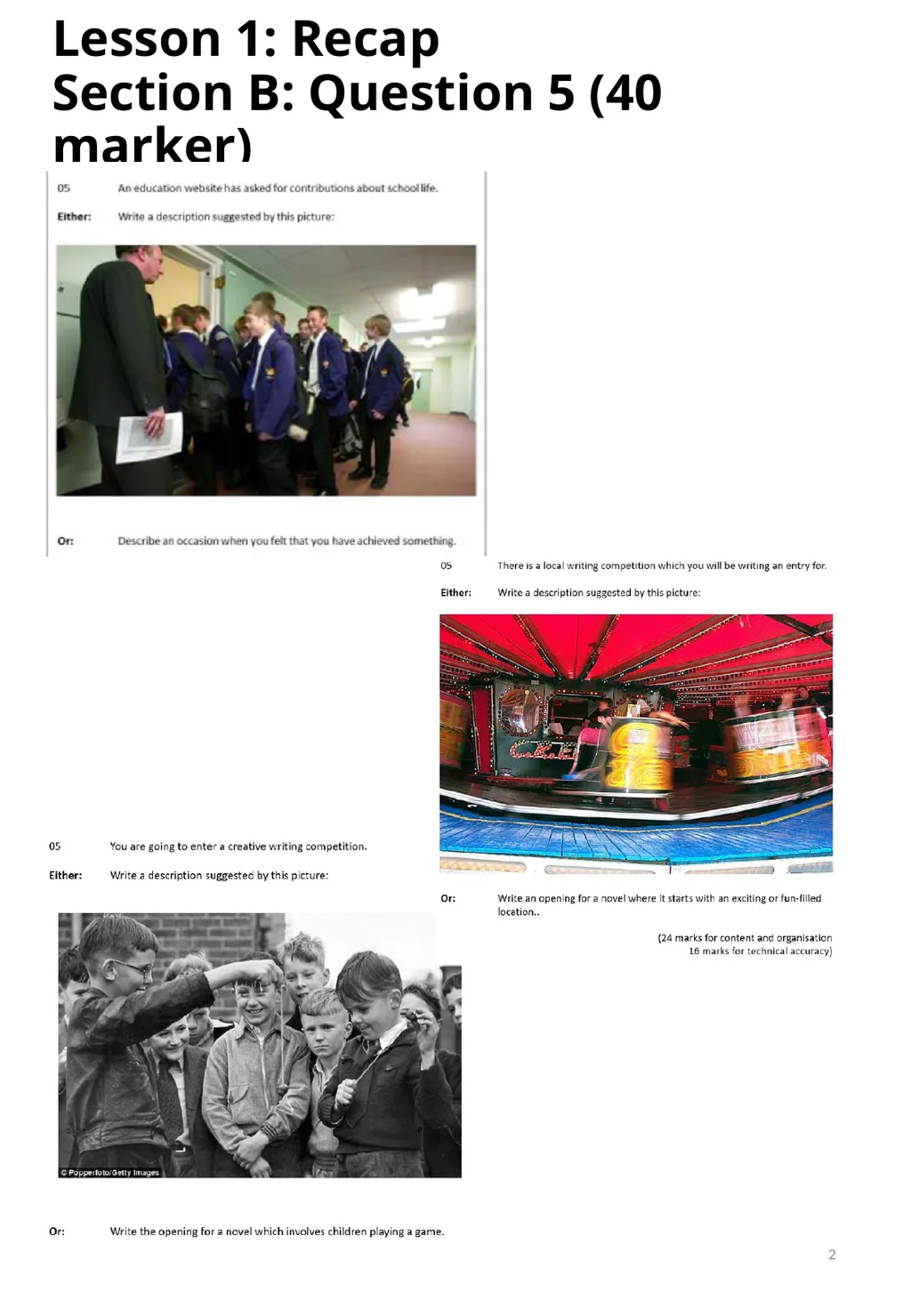 GCSE Language Paper 1 Section B (Creative Writing) - slide 2 of 49
