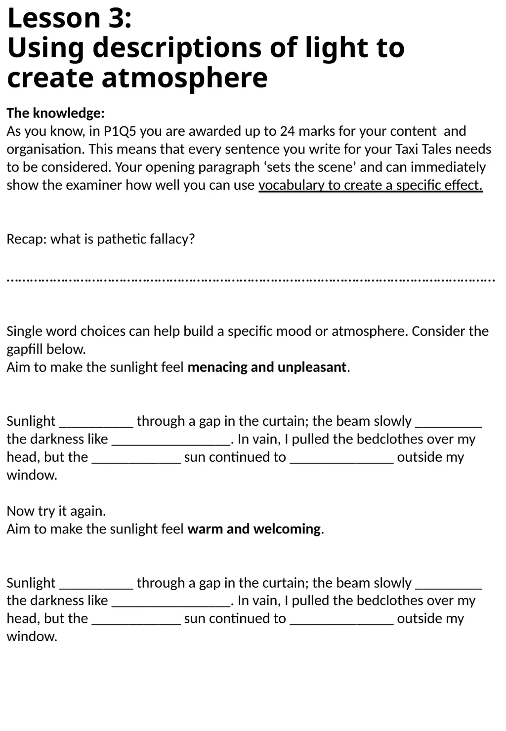 GCSE Language Paper 1 Section B (Creative Writing) - slide 11 of 49