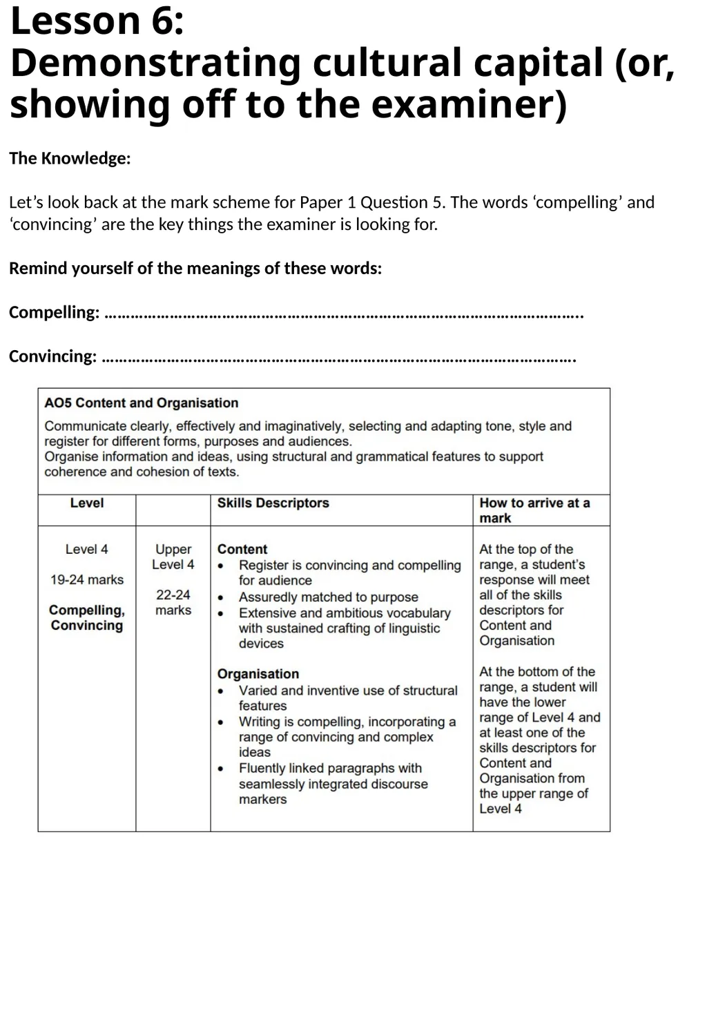 GCSE Language Paper 1 Section B (Creative Writing) - slide 21 of 49