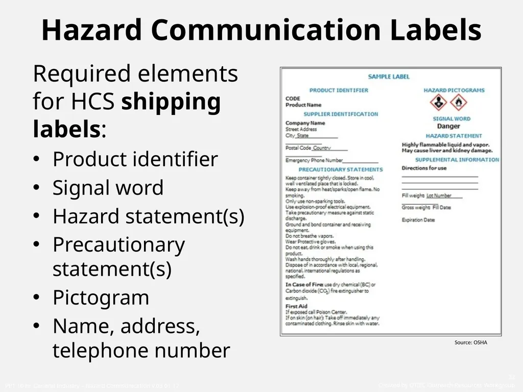 1910 General Industry Hazard Communication Program - slide 22 of 55