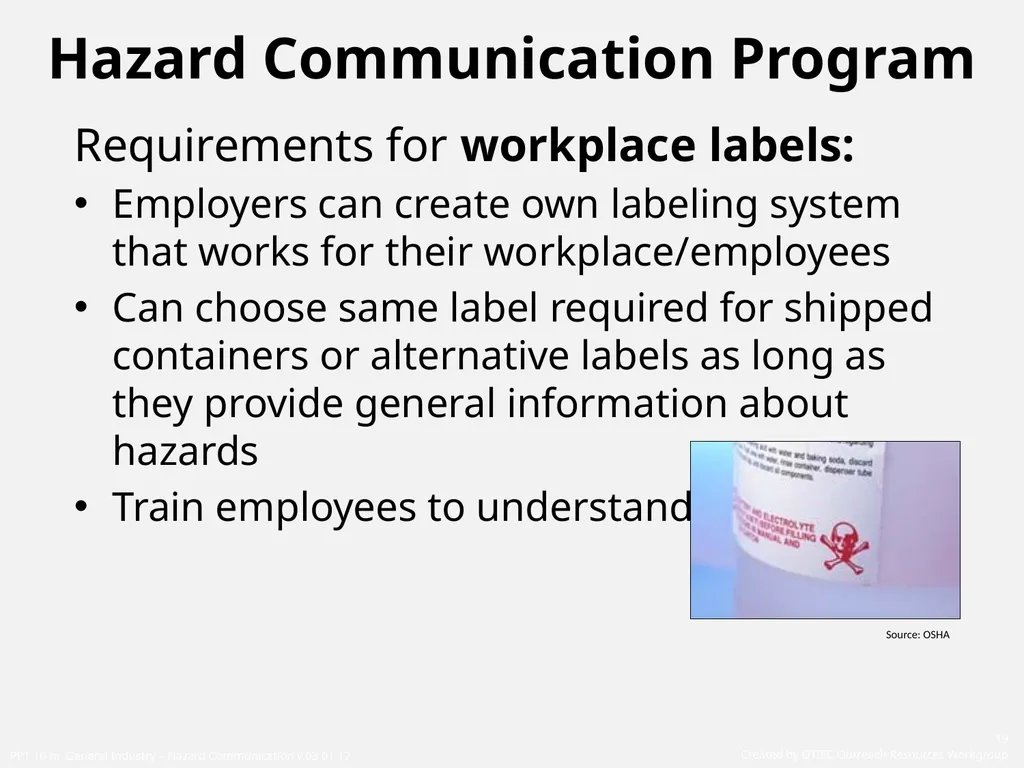 1910 General Industry Hazard Communication Program - slide 19 of 55