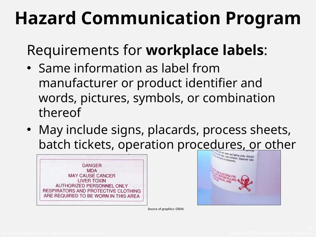 1910 General Industry Hazard Communication Program - slide 29 of 55