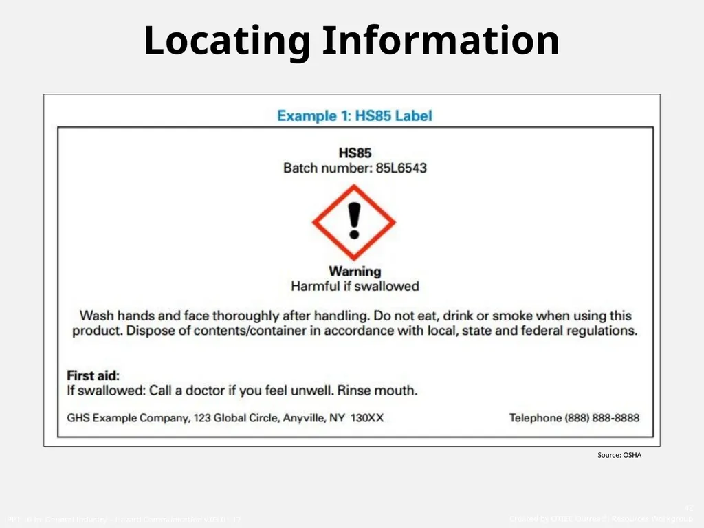 1910 General Industry Hazard Communication Program - slide 42 of 55