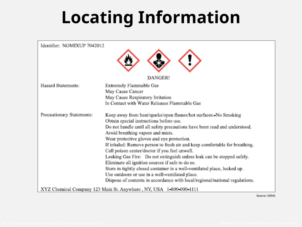 1910 General Industry Hazard Communication Program - slide 43 of 55