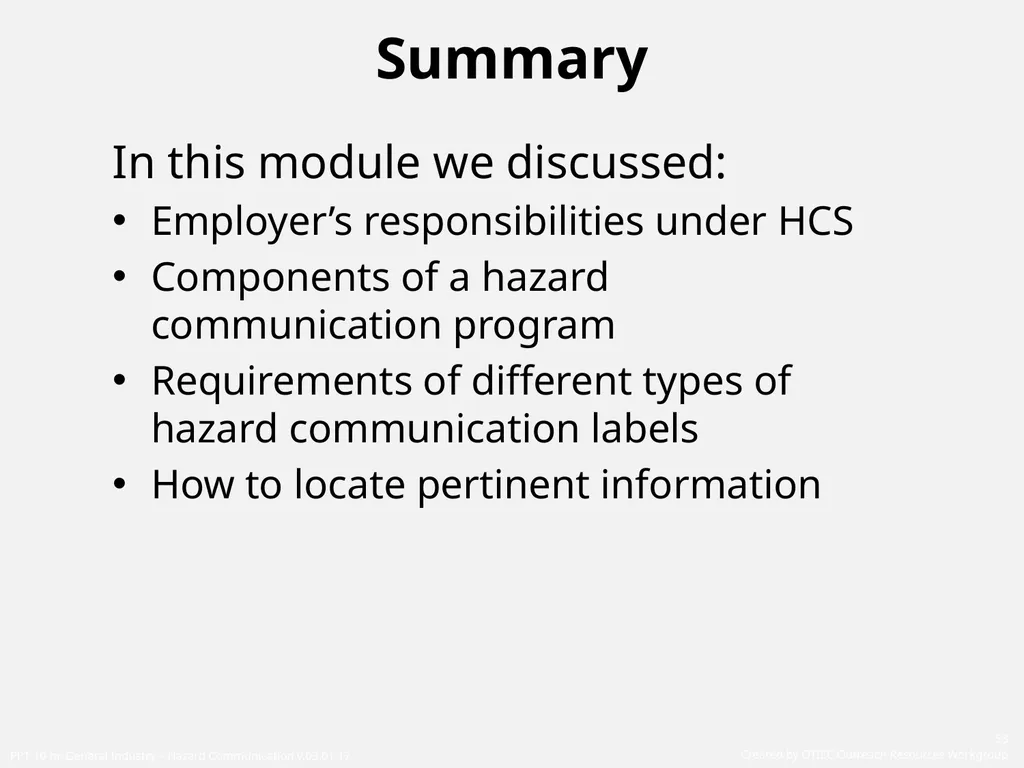 1910 General Industry Hazard Communication Program - slide 53 of 55