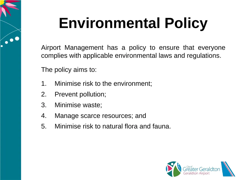 Geraldton Airport Airside Landside Induction - slide 4 of 40