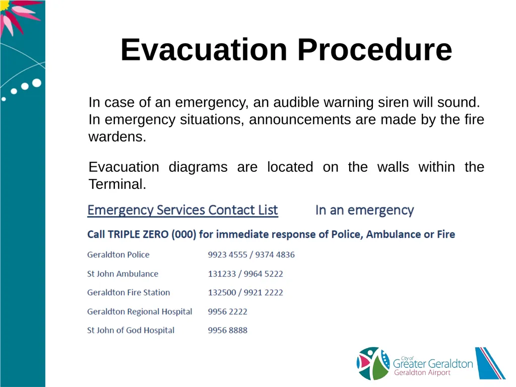Geraldton Airport Airside Landside Induction - slide 9 of 40