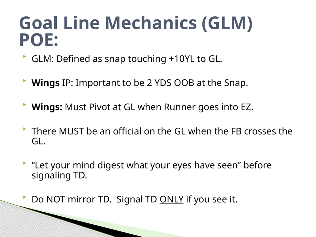 Approved Football Officiating Mechanics Goal Line, - slide 4 of 72