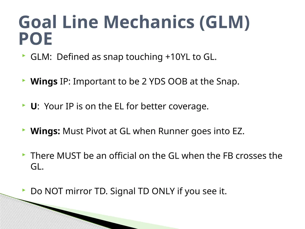 Approved Football Officiating Mechanics Goal Line, - slide 42 of 72