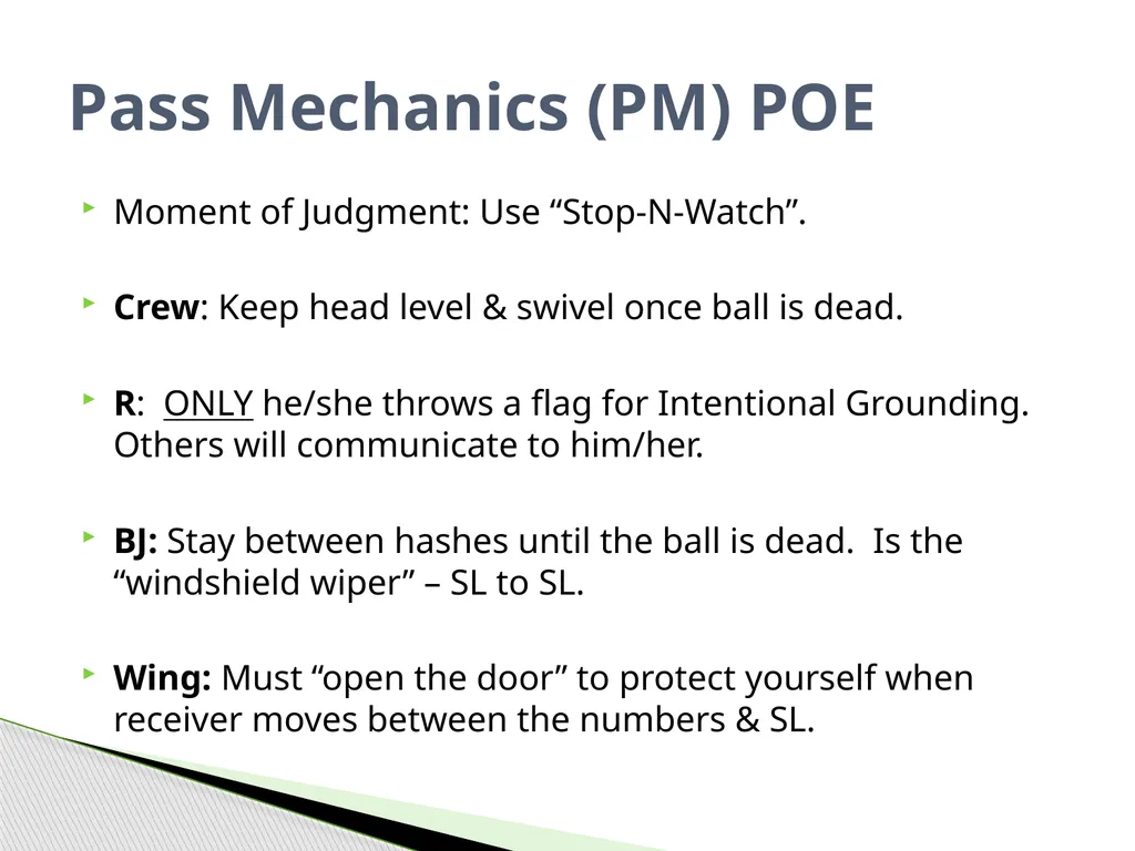 Approved Football Officiating Mechanics Goal Line, - slide 20 of 72