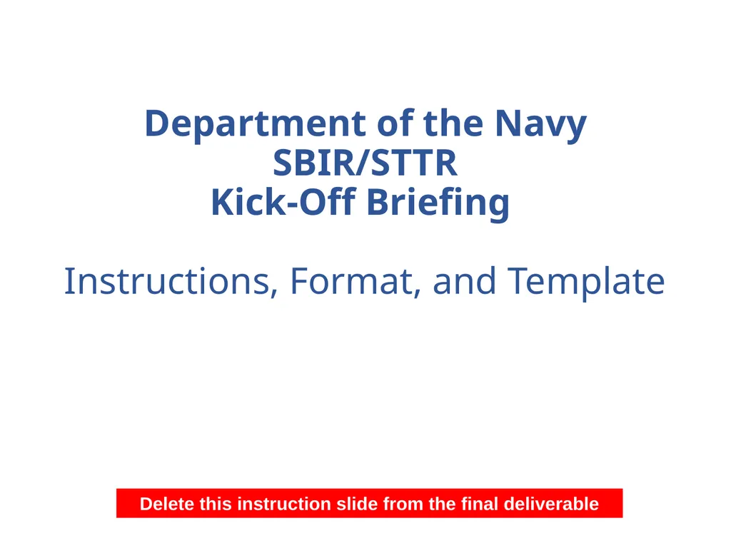 Department of the Navy SBIR/STTR Kick-Off Briefing - slide 1 of 12