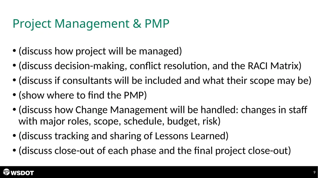 Project Title Kick-Off Team Meeting Wednesday, - slide 9 of 14