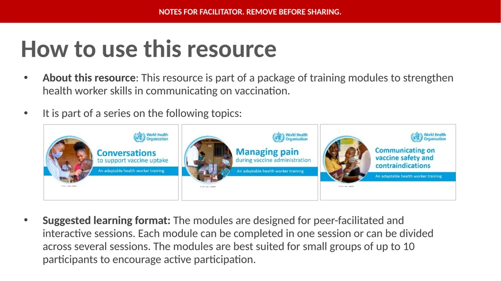 How to use this resource NOTES FOR FACILITATOR. - slide 1 of 53