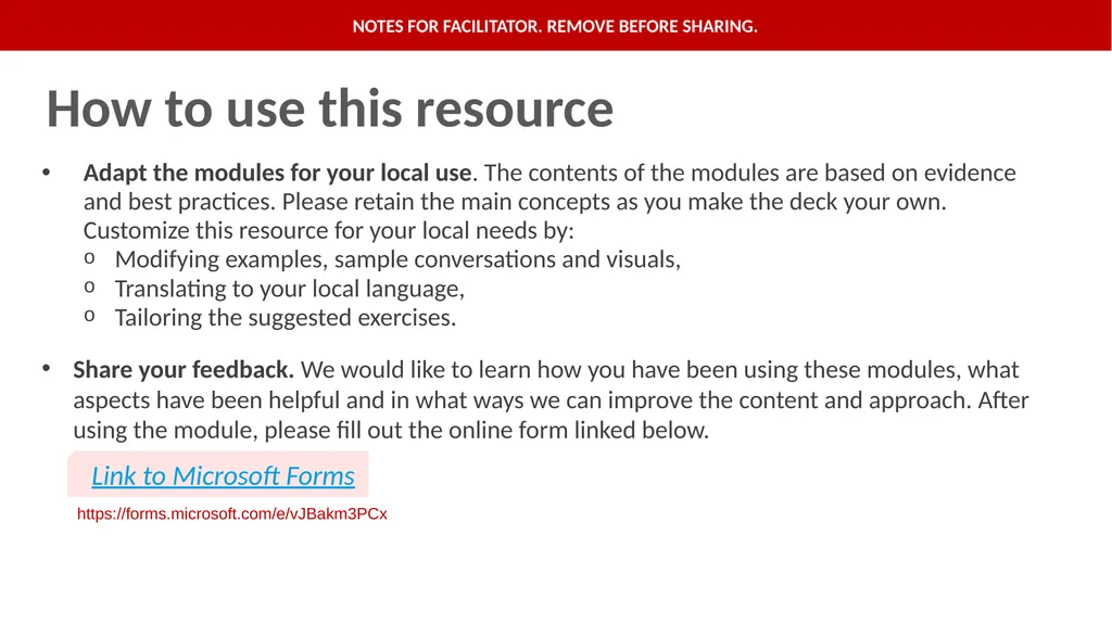 How to use this resource NOTES FOR FACILITATOR. - slide 2 of 53